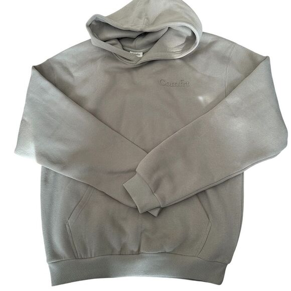 NEW Comfrt Minimalist Cement Gray Oversized Baggy Weighted Unisex Relax Hoodie - Picture 7 of 7